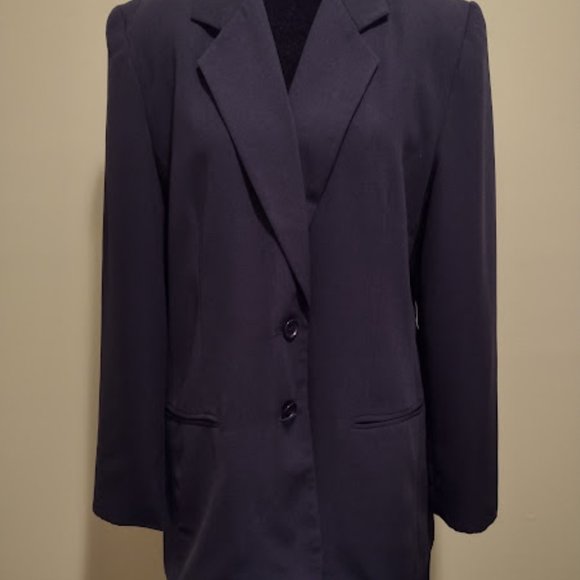J.G. Hook, 2pc Skirt Suit, Navy Blue, Size-12, Dry Cleaned - Picture 2 of 9